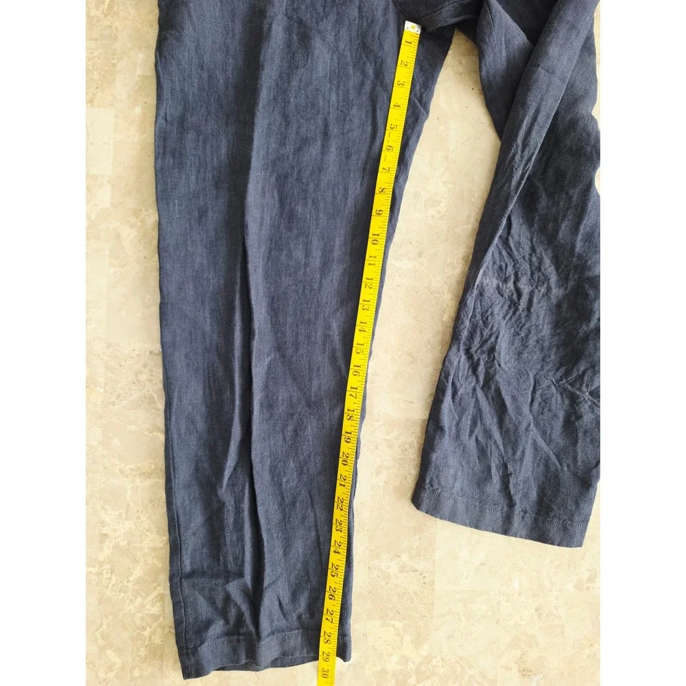 NWT J.Crew Mens Navy Blue 100% Linen Straight Leg Trousers Pants 33x30